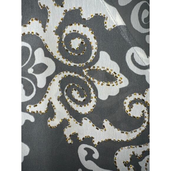 Lane Bryant Top Blouse Womens 4X Embellised Gold Beaded Crinkle Chiffon Dolman - Picture 3 of 8